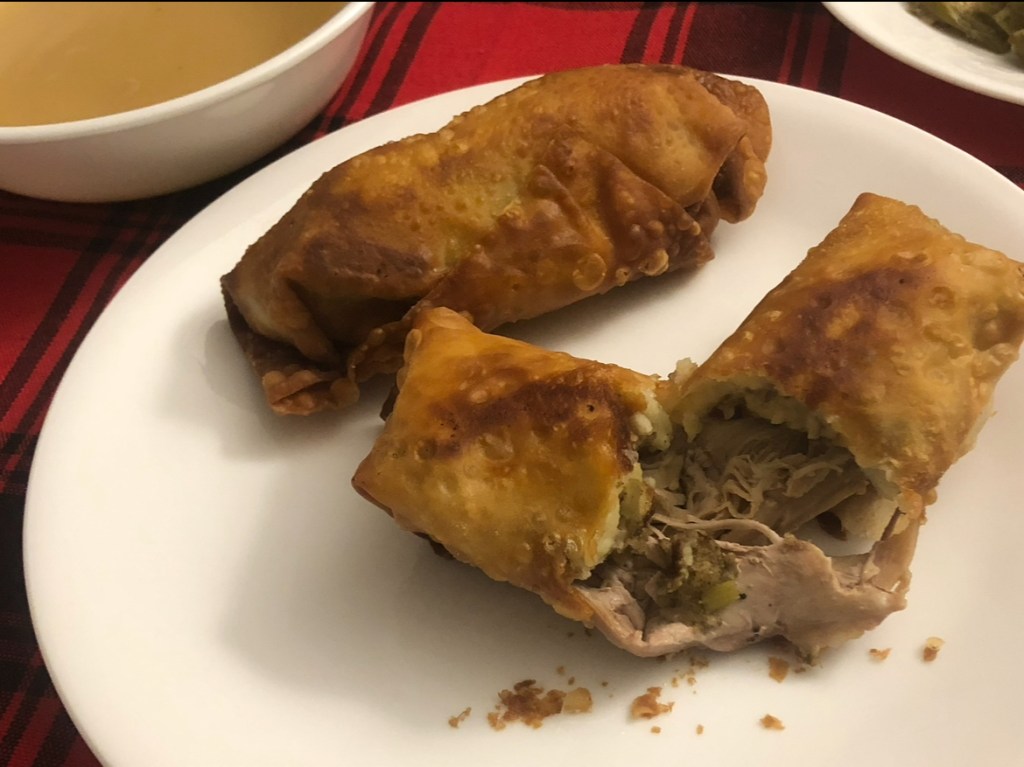 Leftover Thanksgiving Dinner in an Egg Roll Wrapper