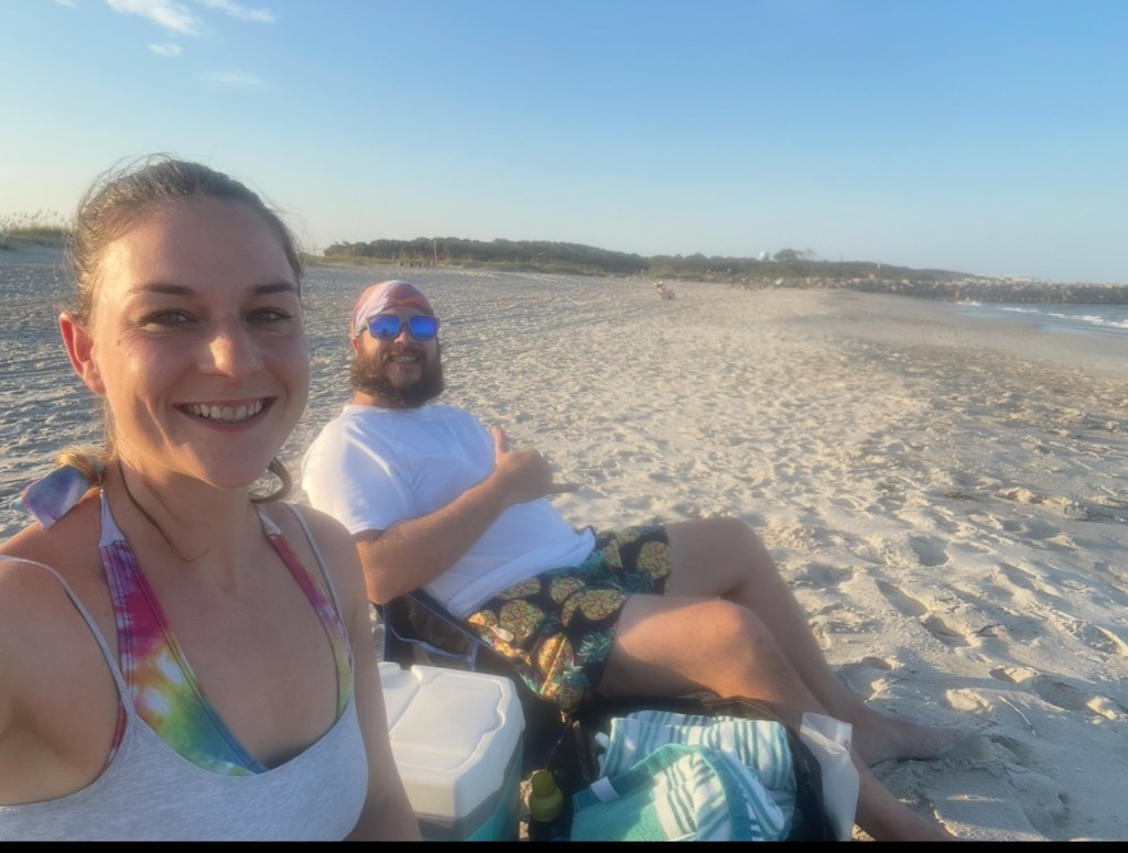 Luke and Naomi at Fort Fisher Beach in August 2024