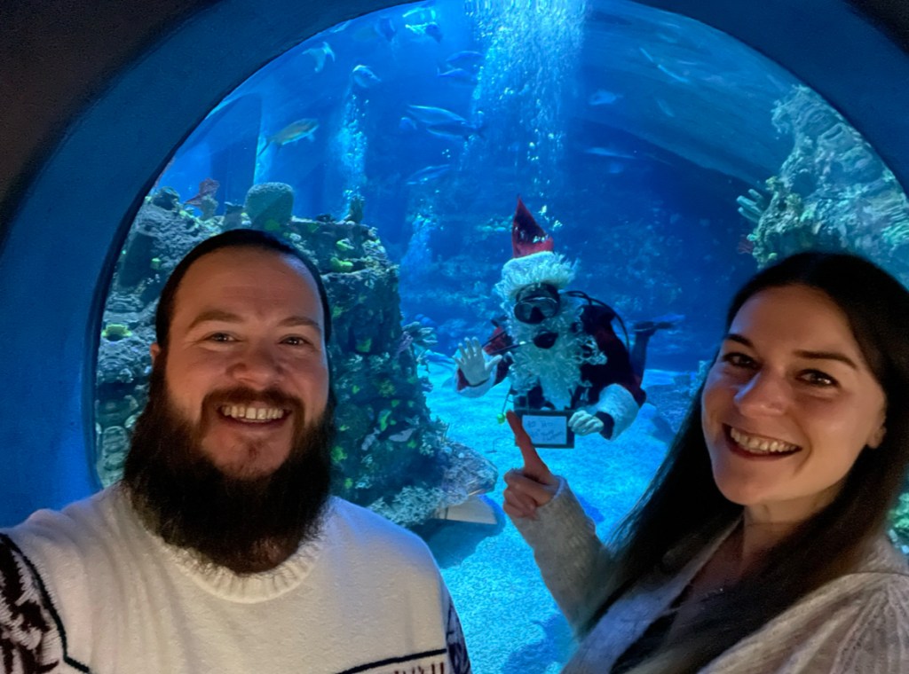 Scuba Santa at Jingle with the Jellies at the Fort Fisher Aquarium