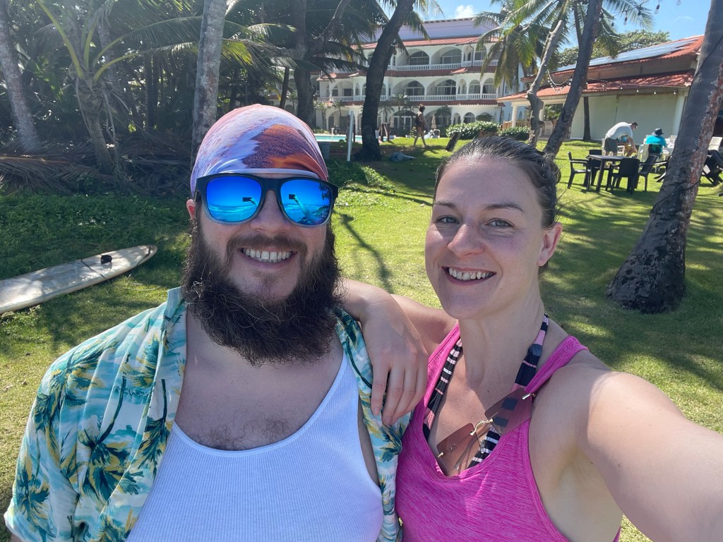 Luke and Naomi Outside of Coconuts in the Dominican Republic, January 2025