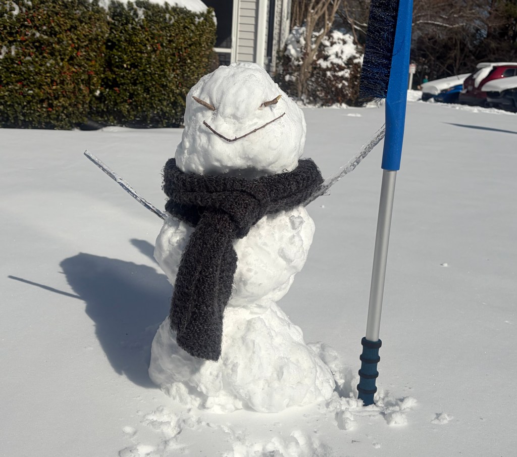 Snowman Build By Luke and Naomi During a Snowstorm in Wilmington, NC in 2026